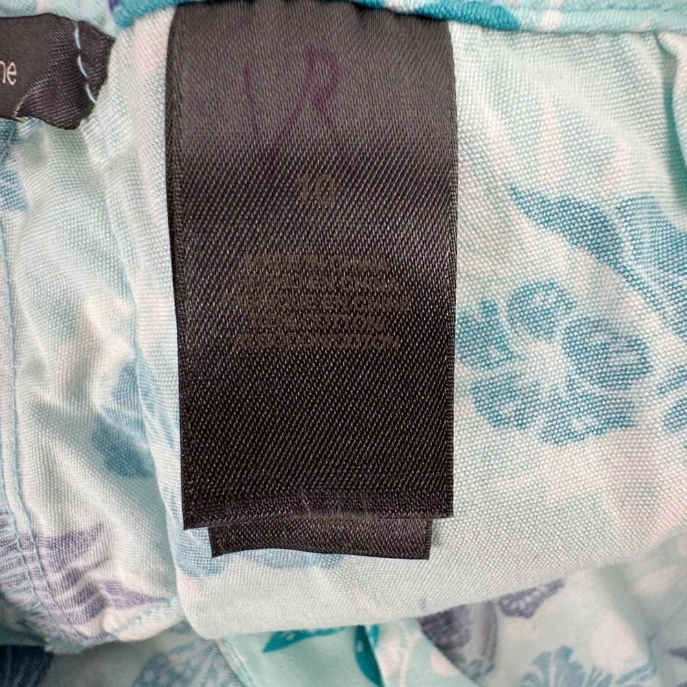 Liz Claiborne Floral Skort L Blue Denim Corset Back Tropical Casual Coastal - Picture 9 of 11
